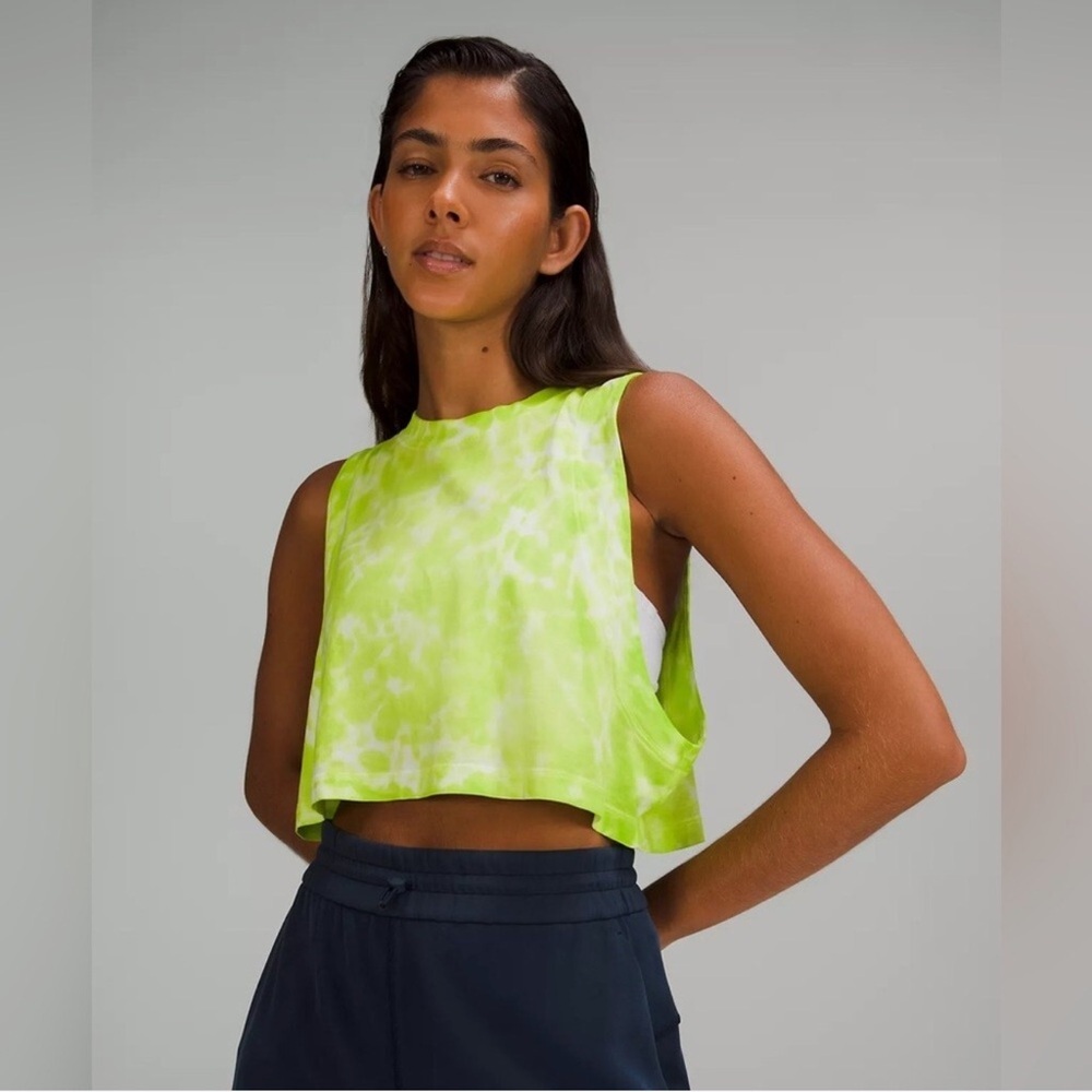 lululemon athletica Neon Lime Tie-Dye Cropped Tank